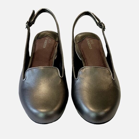 Ros Hommerson Oceana Pewer Leather Round Toe Slingback Sandal Shoes Size 9.5N - Picture 1 of 9